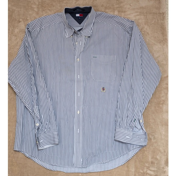 Tommy Hilfiger Other - Vintage Tommy Hilfiger Mens Striped Button Down Shirt XL Navy White Long Sleeve